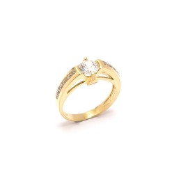 Anel Zirc�nia Redonda em Ouro 18 Kilates - 21457